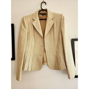 Vintage Nipon Boutique Gold Blazer Jacket Pleated Detail Size 8